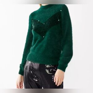 Cara Santana x Nine West Women’s Sequin Sweater – Emerald, Size Large